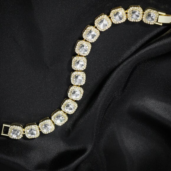 ⭐ 8" Iced Out Diamond Bracelet 17.00 Ctw. Chain 13mm Wide 18k Yellow Gold ⭐ - Picture 4 of 6